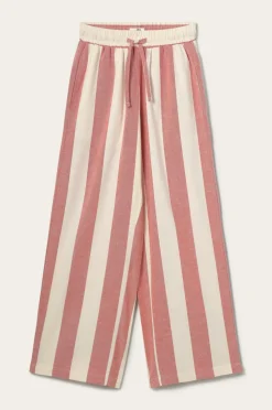 Ellos Home Pyjamasbukser Valerie Block Stripe i bomuldsflonel Rød/cremehvid Clearance
