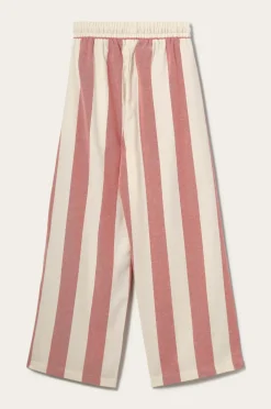 Ellos Home Pyjamasbukser Valerie Block Stripe i bomuldsflonel Rød/cremehvid Clearance