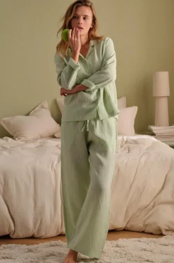 Ellos Homewear>Home Pyjamasbukser Candice Mintgrøn