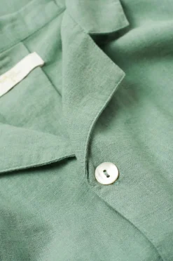 Ellos Home Pyjamasskjorte Long Sleeve Shirt Elly i genanvendt halvlinned Aquagrøn Sale