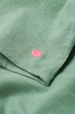 Ellos Home Pyjamasskjorte Long Sleeve Shirt Elly i genanvendt halvlinned Aquagrøn Sale