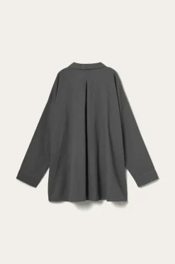 Ellos Home Pyjamasskjorte Long Sleeve Shirt Elly i genanvendt halvlinned Åskgrå Sale