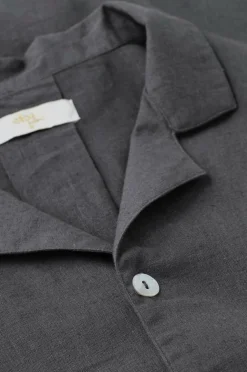 Ellos Home Pyjamasskjorte Long Sleeve Shirt Elly i genanvendt halvlinned Åskgrå Sale