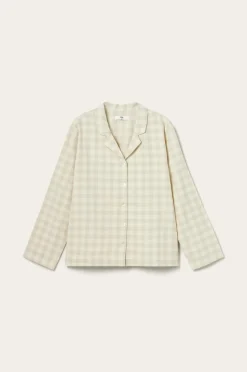 Ellos Home Pyjamasskjorte Valerie Small Check Beige/cremehvid Sale