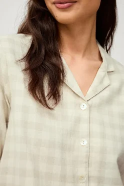 Ellos Home Pyjamasskjorte Valerie Small Check Beige/cremehvid Sale