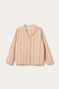 Ellos Home Pyjamasskjorte Juliette Stripe Rosa /Brun Clearance