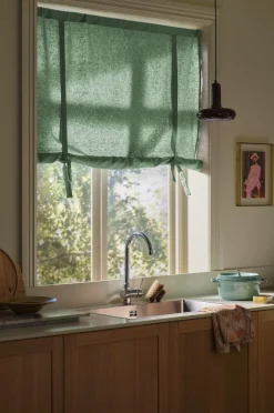 Ellos Home Roll up-gardin Elly i genanvendt halvlinned Aquagrøn Hot