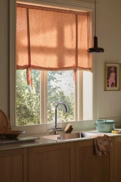 Ellos Home Roll up-gardin Elly i genanvendt halvlinned Mørk abrikos Hot