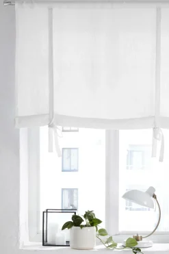 Ellos Foldegardiner|Hørgardiner>Home Roll up-gardin af vasket hør Candice White mdf/metal