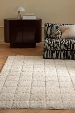 Ellos Home Ryatæppe Alba Check Shaggycarpet Hvid Sale