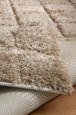 Ellos Home Ryatæppe Alba Check Shaggycarpet Beige Hot