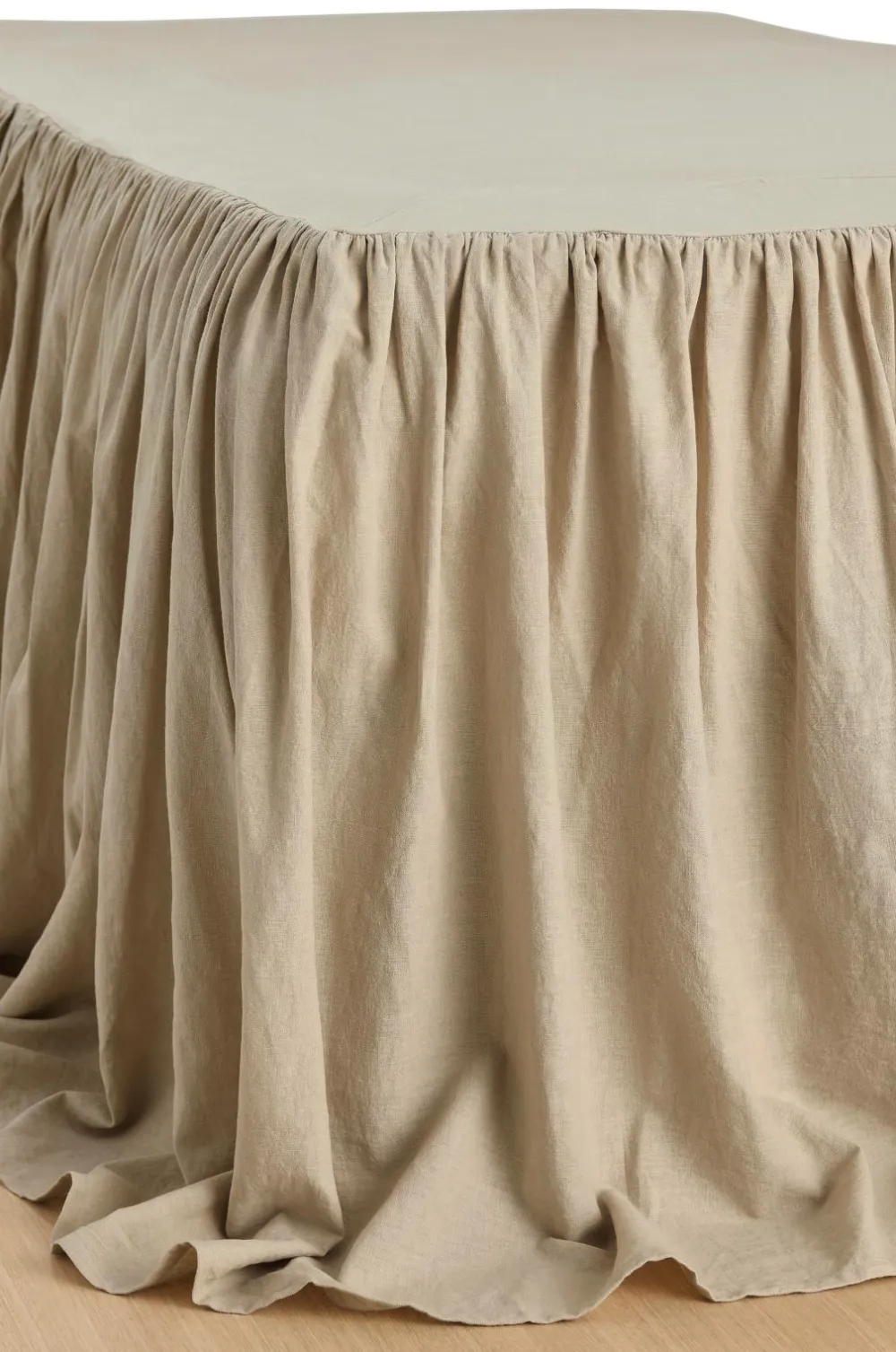 Ellos Home Sengekappe Elly Frilled i genanvendt halvlinned 75 cm Linen beige Clearance