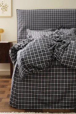 Ellos Sengekapper>Home Sengekappe Sonneli Check i bomuld højde 52 cm Mørkeblå