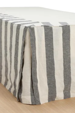 Ellos Home Sengekappe Candice Block Stripe i bomuld højde 52 cm Mørkegrå/cremefarvet Discount