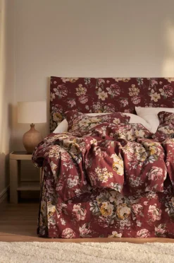Ellos Sengekapper>Home Sengekappe Candice Rose i vasket linned 60 cm Bourgogne