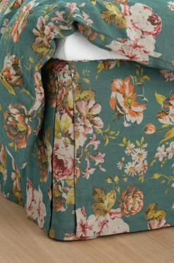 Ellos Sengekapper>Home Sengekappe Candice Rose i vasket linned 52 cm Petrolgrøn