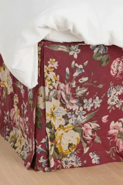 Ellos Home Sengekappe Candice Rose i vasket linned 52 cm Bourgogne Clearance