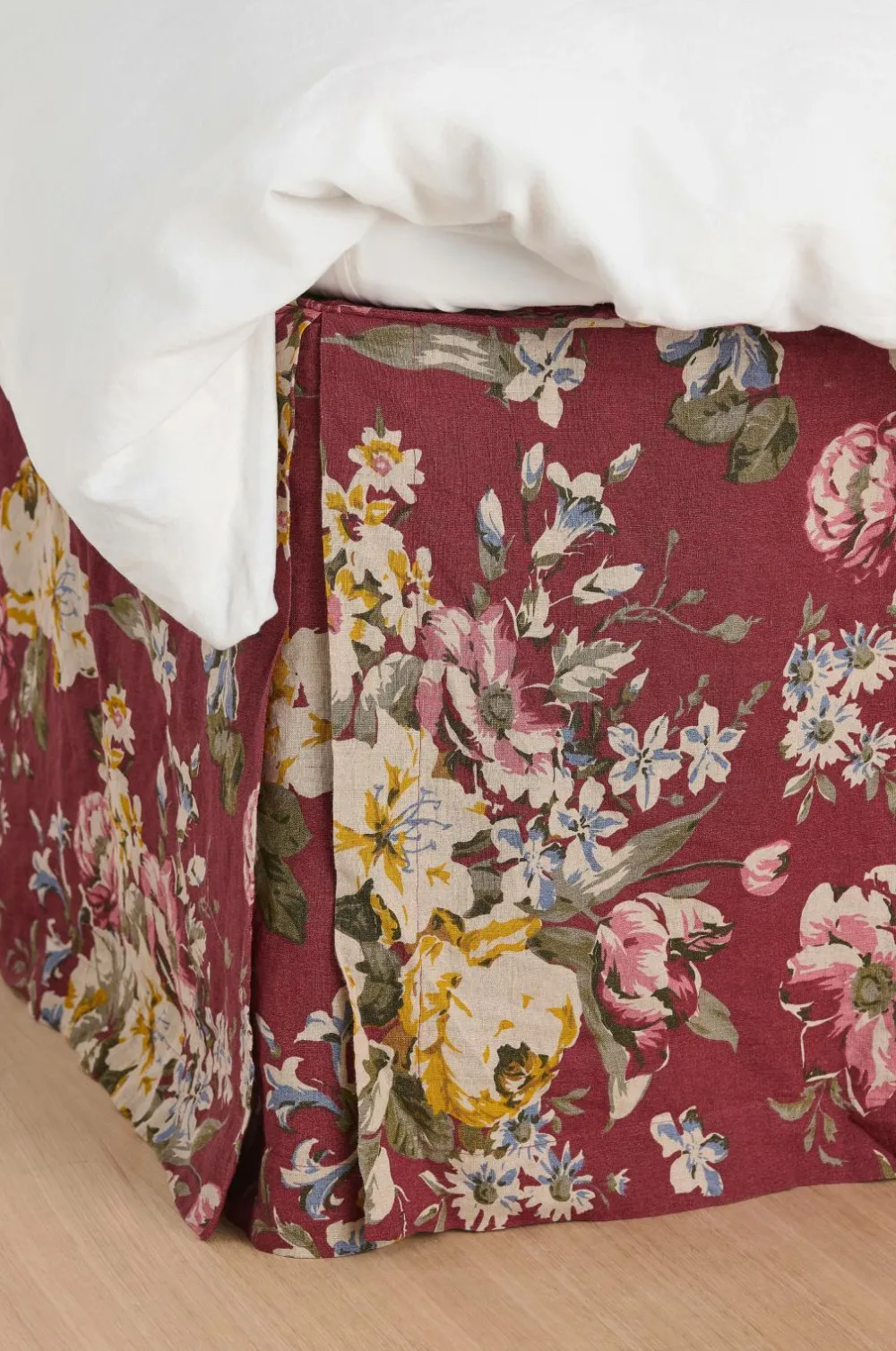 Ellos Home Sengekappe Candice Rose i vasket linned 52 cm Bourgogne Clearance