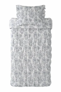 Ellos Dynebetræk|Sengesæt>Home Sengesæt Avery Elastic i bomuldspercale 2 eller 3 stykker Grå blå blomster
