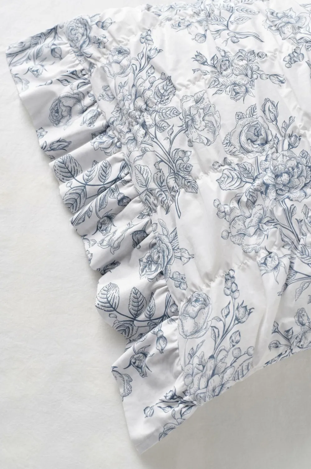 Ellos Dynebetræk|Sengesæt>Home Sengesæt Avery Elastic i bomuldspercale 2 eller 3 stykker Grå blå blomster