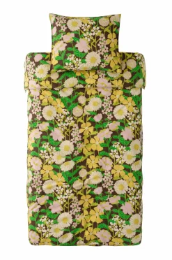 Ellos Home Sengesæt Avery Flower i bomuldspercale 2 eller 3 stykker Brun Best