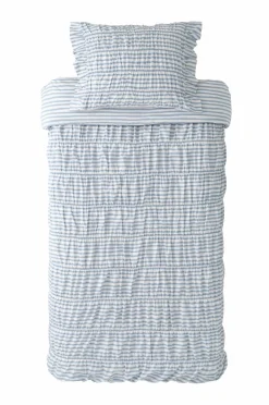 Ellos Home Sengesæt Avery Elastic i bomuldspercale 2 eller 3 stykker Lyseblå stribet Online