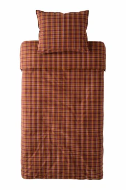 Ellos Dynebetræk|Sengesæt>Home Sengesæt Avery Check i bomuldspercale 2 eller 3 stykker Bourgogne