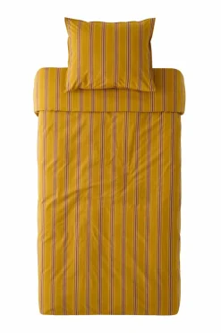 Ellos Home Sengesæt Avery Stripe i bomuldspercale 2 eller 3 stykker Mørk guldgul Sale