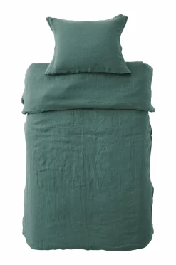 Ellos Dynebetræk|Sengesæt>Home Sengesæt Candice i vasket hør - 2 eller 3 dele Petrolgrøn