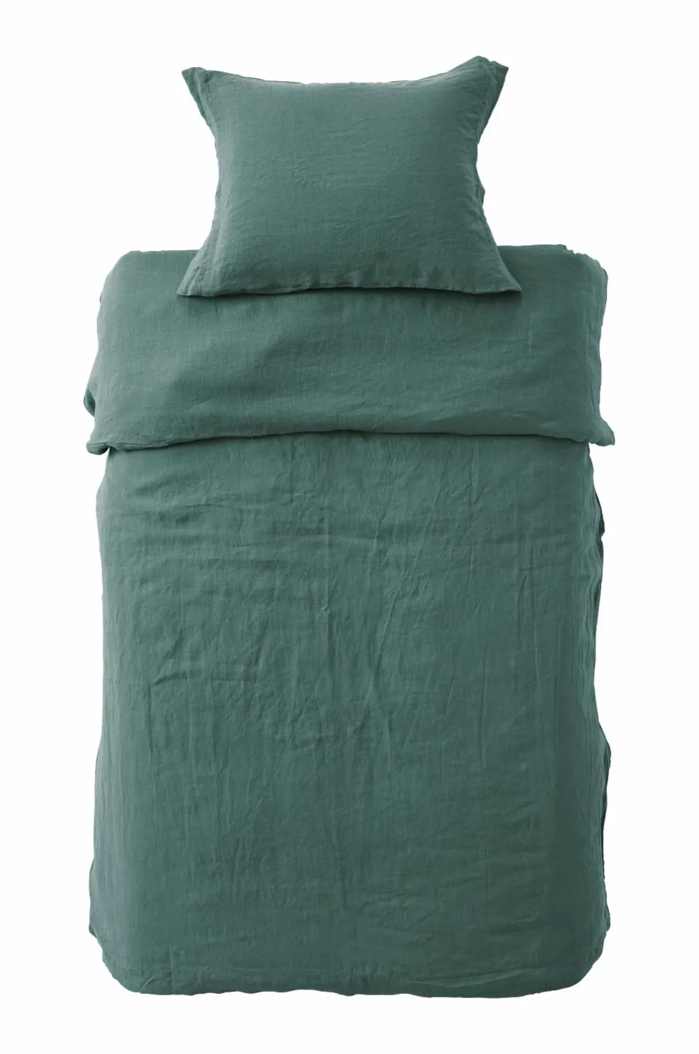 Ellos Dynebetræk|Sengesæt>Home Sengesæt Candice i vasket hør - 2 eller 3 dele Petrolgrøn