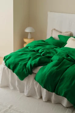 Ellos Home Sengesæt Candice i vasket hør - 2 eller 3 dele Ærtegrøn Discount