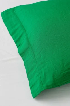 Ellos Home Sengesæt Candice i vasket hør - 2 eller 3 dele Ærtegrøn Discount