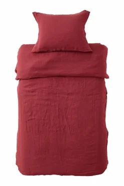 Ellos Dynebetræk|Sengesæt>Home Sengesæt Candice i vasket hør - 2 eller 3 dele Vinrød