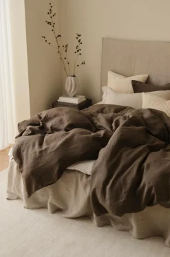 Ellos Home Sengesæt Candice i vasket hør - 2 eller 3 dele Brun New