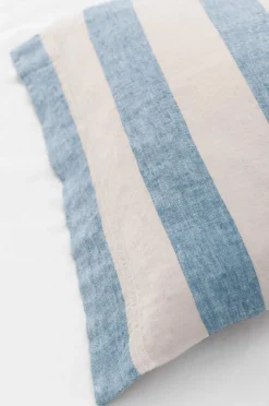 Ellos Home Sengesæt Candice Block Stripe i vasket hør, 2 dele Lyseblå Online