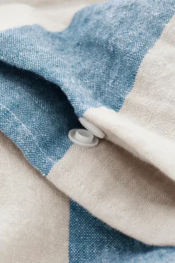 Ellos Home Sengesæt Candice Block Stripe i vasket hør, 2 dele Lyseblå Online