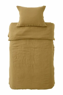 Ellos Dynebetræk|Sengesæt>Home Sengesæt Candice i vasket hør - 2 eller 3 dele Bronzegrøn