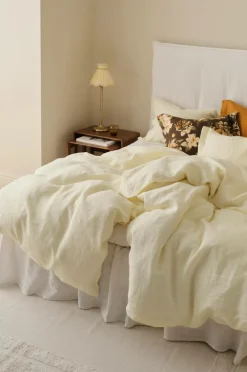 Ellos Home Sengesæt Candice i vasket hør - 2 eller 3 dele Pastelgul Best