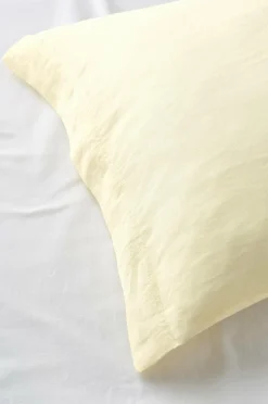 Ellos Home Sengesæt Candice i vasket hør - 2 eller 3 dele Pastelgul Best