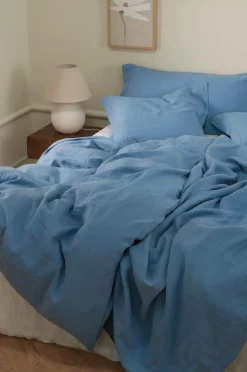 Ellos Home Sengesæt Candice i vasket hør - 2 eller 3 dele Lyseblå Clearance