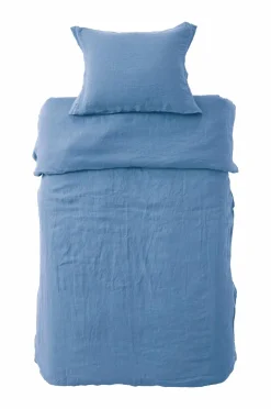 Ellos Home Sengesæt Candice i vasket hør - 2 eller 3 dele Lyseblå Clearance