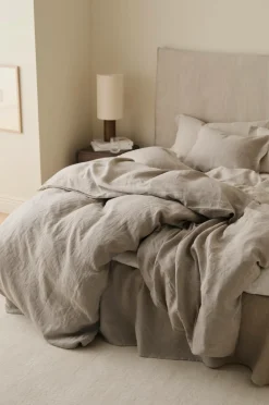 Ellos Home Sengesæt Candice i vasket hør - 2 eller 3 dele Lærredsbeige Clearance