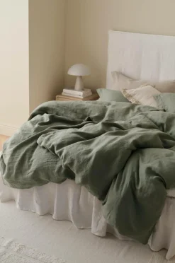Ellos Home Sengesæt Candice i vasket hør - 2 eller 3 dele Kakigrøn New