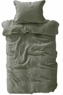 Ellos Home Sengesæt Candice i vasket hør - 2 eller 3 dele Kakigrøn New