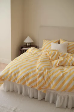 Ellos Dynebetræk|Sengesæt>Home Sengesæt Diagonal Stripe i bomuld 2 dele Gul