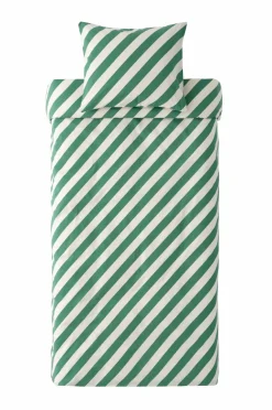 Ellos Home Sengesæt Diagonal Stripe i bomuld 2 dele Flaskegrøn Outlet