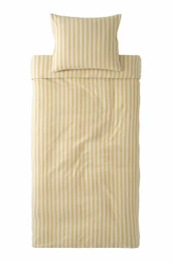 Ellos Dynebetræk|Sengesæt>Home Sengesæt Elly Classic Stripe i genanvendt halvlinned 2 eller 3 stykker Lys grøngul