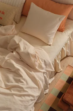 Ellos Home Sengesæt Elly i genanvendt halvlinned 2 eller 3 stykker Cremet hvid Sale