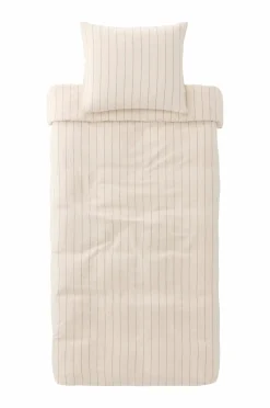 Ellos Home Sengesæt Elly Thin Stripe i genanvendt halvlinned 2 eller 3 stykker Bronzebrun Hot