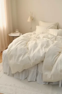 Ellos Dynebetræk|Sengesæt>Home Sengesæt Juliette af økologisk bomuld - 2 eller 3 dele Cremehvid